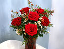 6 Red Roses in Vase: £35