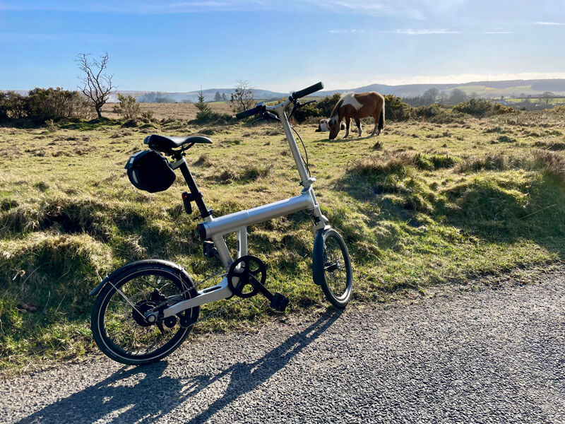Flit M2 e-bike and Dartmoor Ponies
