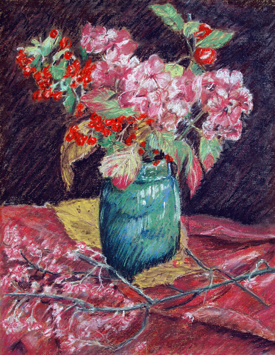 Still Life with Berries and Hydrangea