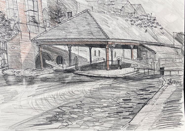 The graving dock at Taylor’s Boatyard, Chester Basin on the Shropshire Union Canal.