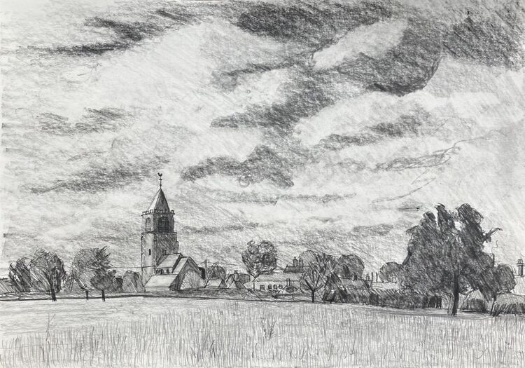 ‘Stubble and Skies at Waverton.’
