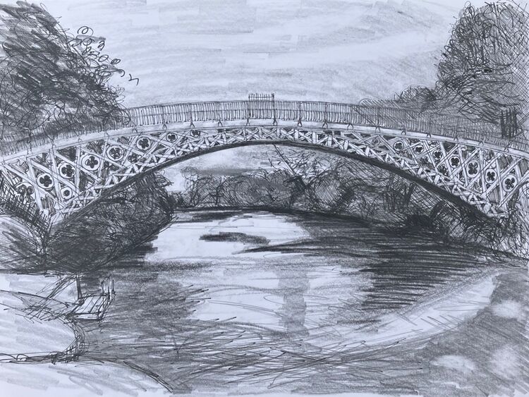 Aldford Iron Bridge over the River Dee, Cheshire, England.