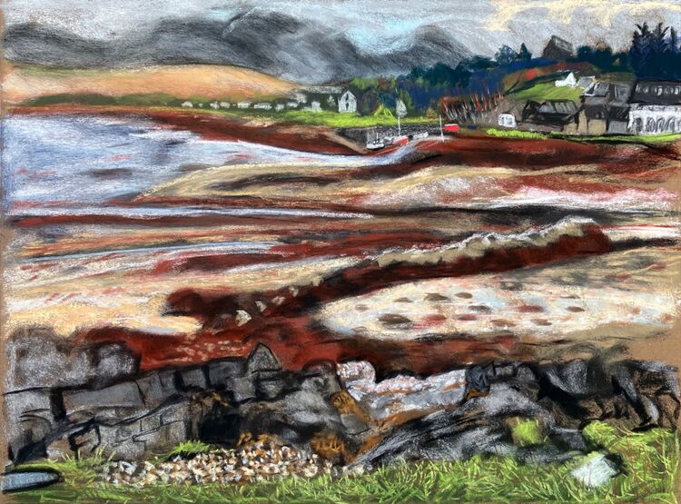 The Broadford River reaches Broadford Bay on a low spring tide.
