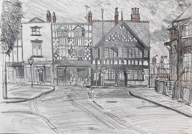 ‘The Jolly Gardeners’ pub and ‘Ginger Monkey’ coffee shop,Chester, England.