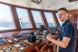 Captain on the bridge