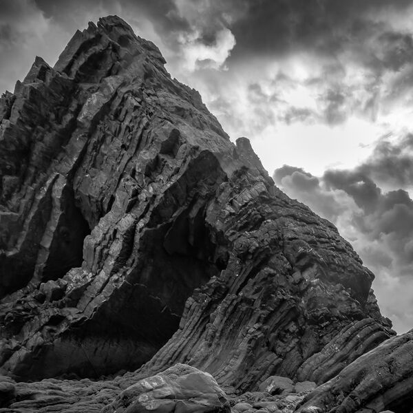 Blackchurch Rock - monochrome , Hartland, North Devon.