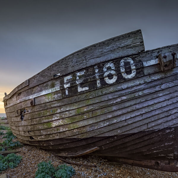 The FE-180 a traditional clinker built boat Dungeness Kent