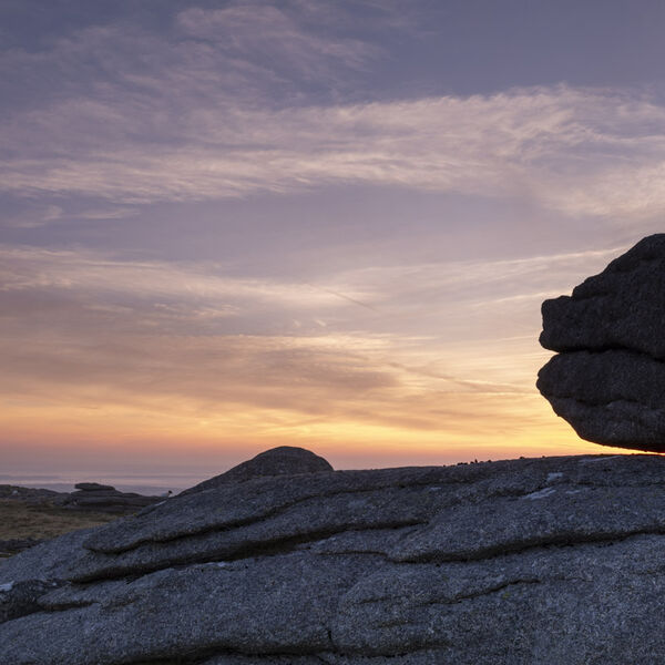 Granite, sheep and sky, Dartmoor.