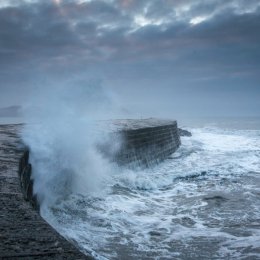Stormy weather at The Cobb, Lyme Regis, Dorset