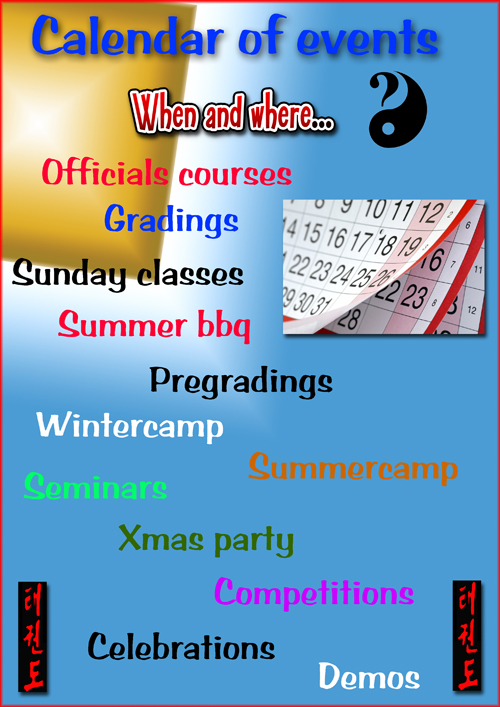 Calendar of events 2019
