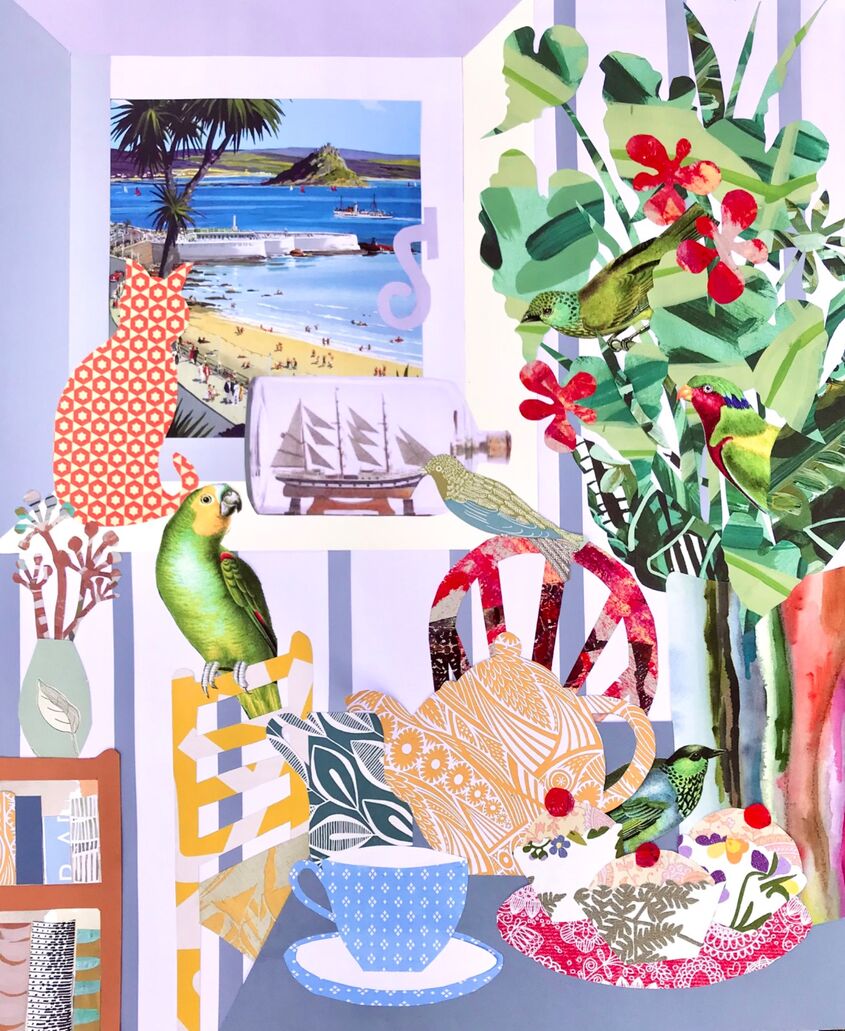 Pretty Polly. collage. 70 x 50 cms