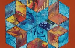 Blue and orange hexagon