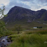 Lagangarbh Cottage and stream, north side of Buachaille Etive Mor, Glencoe