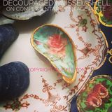 Decoupaged mussel shell on complimentary vintage plate