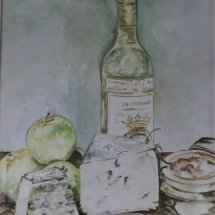 Cheese & Wine - watercolour 1