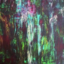 Haverholm waterfall - cold wax & oil on board 1