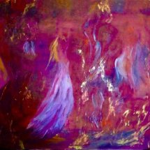 Ladies of the night  - cold wax & oil on canvas (sold)