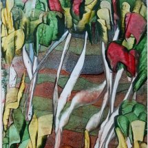 Poppy Field - encaustic 1