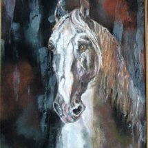 The Grey - pastel & wax on canvas (done in the style of gericault)