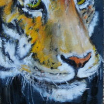 Tiger Tiger - pastel & wax postcard size