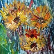 looking to the sun - oil & wax on board