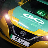 A Nissan Leaf EV car at Gloucestershire College branding photography by Thousand Word Media
