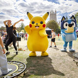 Pikachu and other Pokemon characters at a family play event in Gloucester, event photography, Thousand Word Media Gloucester
