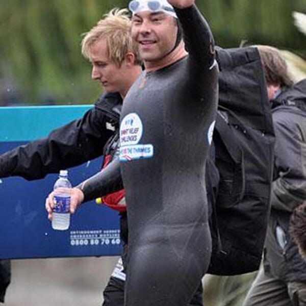 David Walliams during his swim down the River Thames