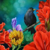 Harmony 2 Oil Painting Bird Flowers