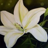 White Lily Flower Oil Painting