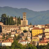 View of the splendid town of Barga,encircled by mountains