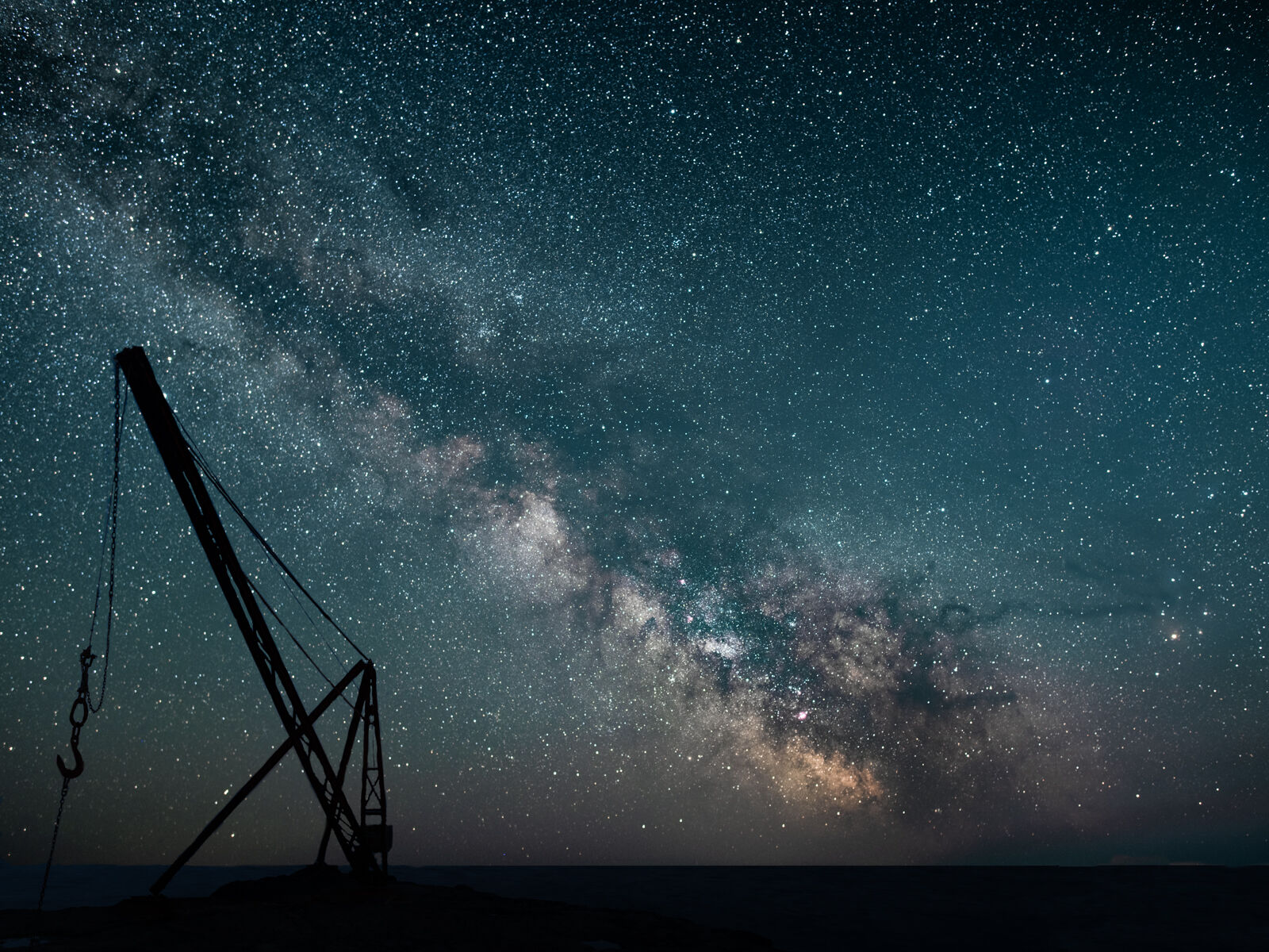 Milky Way over the Red Crane at Portland Bill