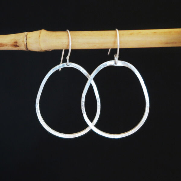 E20045: Pear shaped sterling silver hoops