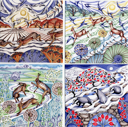 Pack of 4 Animal cards