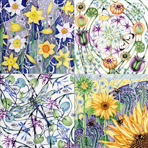 Pack of 4 Flower cards