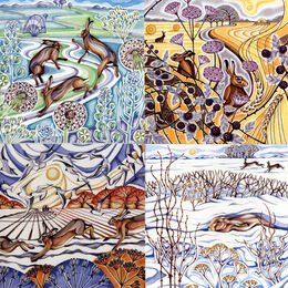 Packs of 4 Hares through the Seasons cards
