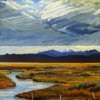 Hekla across the sandur marshes & the slopes of Tindfjallajokull (SOLD)