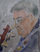 Dave Turner on base guitar at Burgundy's 20 April 2012