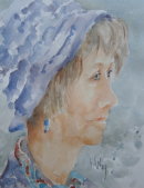 Sheila with her new hat, Oct 2014