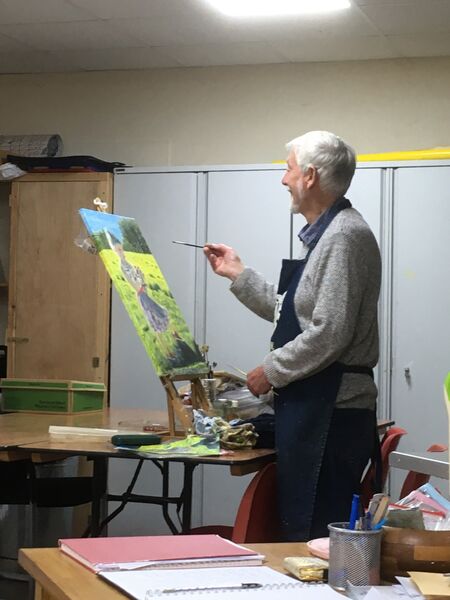 Enjoying painting.