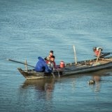 Family fishing on the Mekong