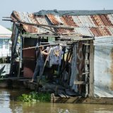 Hanging the washing Mekong river people