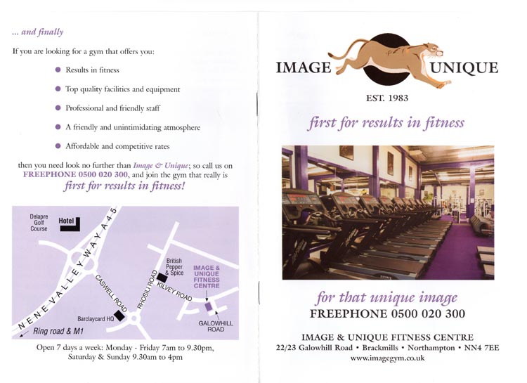 Copy for inner pages of a multi-page brochure for Northampton gym