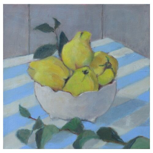 Quinces with striped cloth