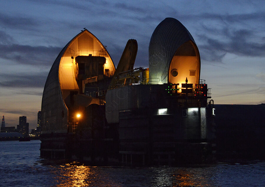 Thames Barrier at dusk