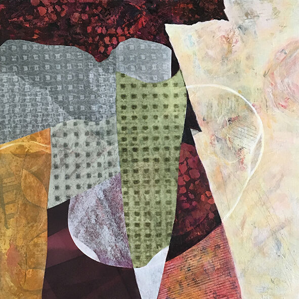Acrylic and handprinted papers on board, 12" x12" £200 unframed