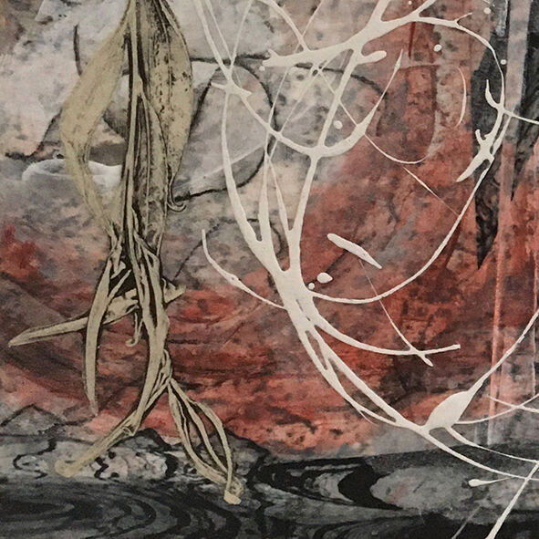 'Riverbank I', Mixed media on board, 6" x 6", SOLD