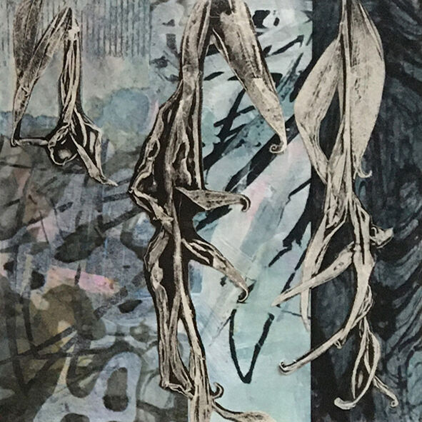 'Riverbank III', Mixed media on board, 6" x 6", SOLD