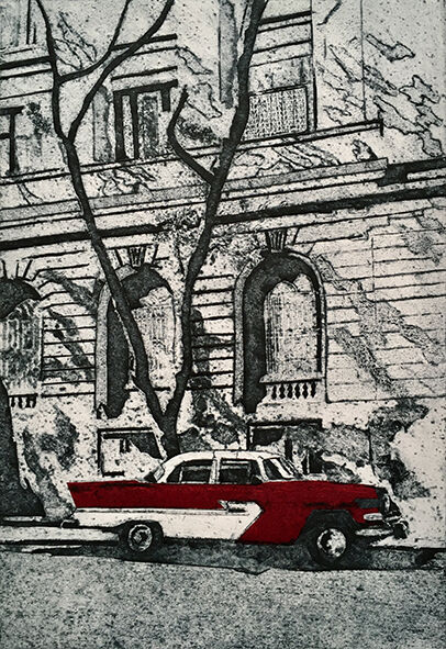 Morning shadows - Havana, collagraph print 34x23cm, £95 unframed (variable edition of 10),