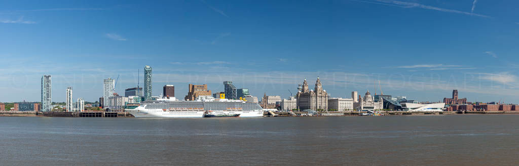 Liverpool waterfront with cruise ship